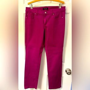 White House-Black Market raspberry jeans. Size 10R. Nice stretch for comfort.